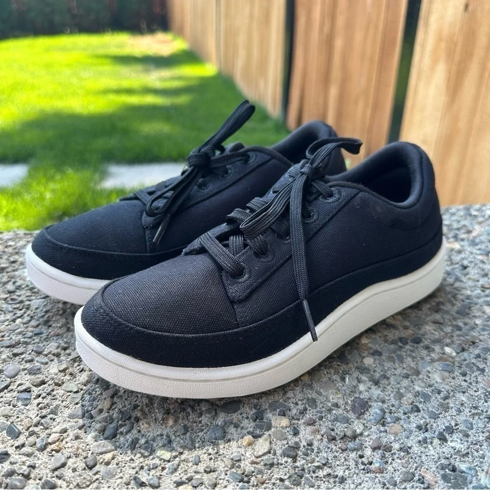 Allbirds Plant Pacer Platform Sneakers Solid Canvas Black Lace Up Size S Women’s